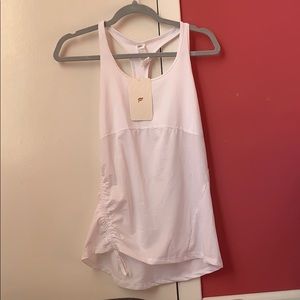 Fabletics XS White Cashel Curved Cinch Tank